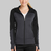 Ladies Tech Fleece Colorblock Full Zip Hooded Jacket