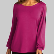 Ladies Luxe Knit Jewel Neck Top