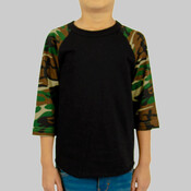 Youth Three-Quarter Sleeve Camo Raglan T-Shirt