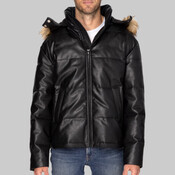 Unisex Vegan Leather Puffer Jacket