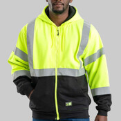 Men's Hi-Vis Class 3 Color Block Full-Zip Hooded Sweatshirt