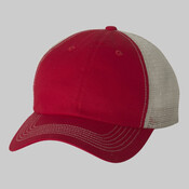 Contrast-Stitch Mesh-Back Cap