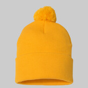 12" Pom-Pom Cuffed Beanie