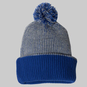 12" Speckled Pom-Pom Cuffed Beanie