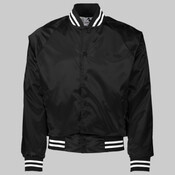 Unisex Satin Baseball Jacket Striped Trim